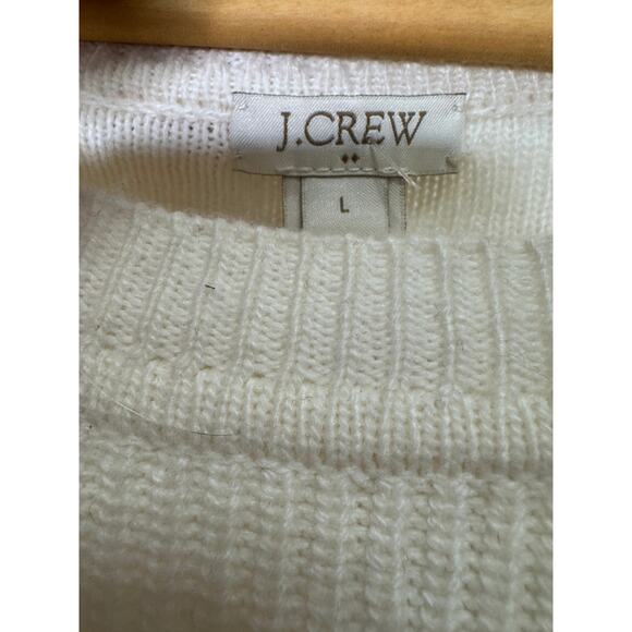 J Crew 3/4 Sleeve Textured Curved-Hem Sweater CREAM Womens Size LG NEW Textured - Picture 7 of 7